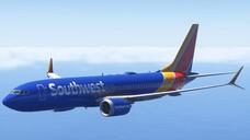 Flight of a passenger airliner Boeing 737 Max8 of Southwest Airlines