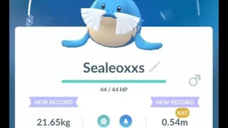 Pokémon GO-Evolving XXS Sealeo(Weight-21.65kg, Height-0.54m)