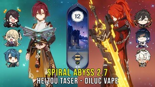 C0 Heizou Taser and C4 Diluc Vape - Genshin Impact Abyss 2.7 - Floor 12 9 Stars