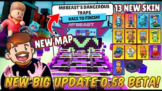 NEW BIG UPDATE 0 58 BETA STUMBLE GUYS X MR BEAST! 1 MAP BALAPAN BARU & 13 SKIN BARU MR BEAST!