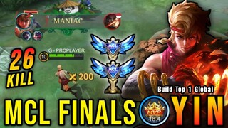 26 Kills + MANIAC!! MCL Finals Yin Best Build Exp Lane!! - Build Top 1 Global Yin ~ MLBB