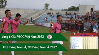 Kết quả Vòng 6 Giải VĐQG Việt Nam,U19 Đông Nam Á, Giải Nữ Đông Nam Á 2022