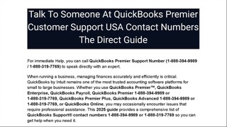QuickBooks Premier Customer Support USA Contact Numbers
