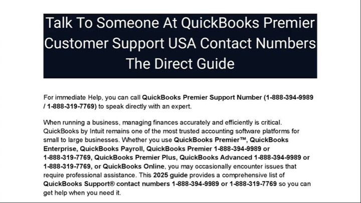 QuickBooks Premier Customer Support USA Contact Numbers