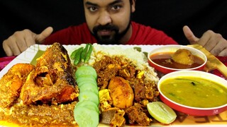 Eating Big Rohu Fish Curry,Mutton Curry,Rice and Salad | #LiveToEATT