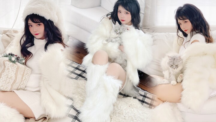 White sheep rabbit jumps in! Come and rub it~