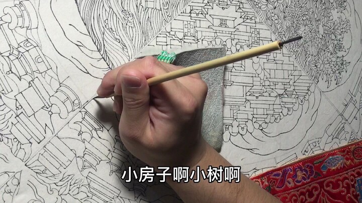 رسم صيني بالقلم الدقيق والألوان الغنية: الانتهاء من رسم الخطوط العريضة للنسخة الجديدة "من الصفر إلى 