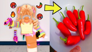 EVERY TIME I DIE, I EAT HOT CHILLIS in Roblox Murder Mystery 2.