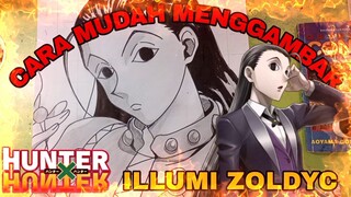 cara mudah menggambar anime Hunter x Hunter illumi zoldyck