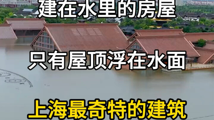 Shanghai’s most peculiar house—built on the water, with only the roof visible above the surface. #Tr