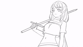【Hand-drawn animation】Swordsman girl#
