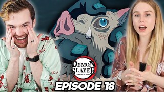 INOSUKE VS DADDY SPIDER DEMON! GIYU SAVES THE DAY!! | Demon Slayer: Kimetsu no Yaiba Ep. 18 REACTION