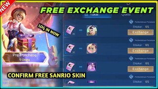 HELLO KITTY EVENT! CLAIM FREE SANRIO SKINS NOW GET PRE ORDER + FREE 15 VENDING MACHINE TOKENS MLBB