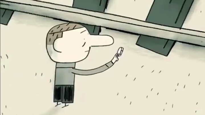 The boy keeps putting coins on the train tracks—every time a train rolls over them, an animal ends u