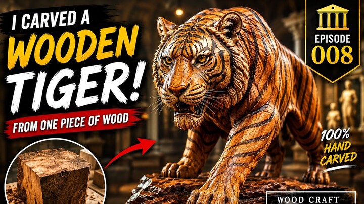A Craved A Wild Tiger From block of wood woodcraving ep 08