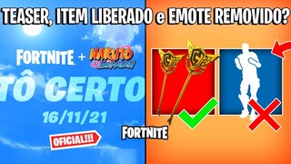 FORTNITE - TEASER NARUTO, PICARETA FNCS LIBERADA e EMOTE TRAVIS SCOTT REMOVIDO?