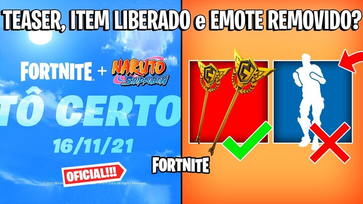 FORTNITE - TEASER NARUTO, PICARETA FNCS LIBERADA e EMOTE TRAVIS SCOTT REMOVIDO?