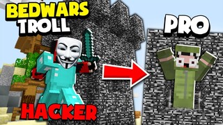 KHANGG HACK BEDWARS PRO VỚI HACKER PIXEL BẤT TỬ BEDROCK TROLLL NOOB TEAM *BEDWARS TROLL NOOB