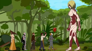 Female Titan vs Pyramid Head, Jason Voorhees, Pennywise, Freddy, Leatherface - Drawing Cartoons 2