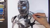 [Gambar Pensil Warna] Bagaimana menggambarkan tekstur metal, Ironman mark2