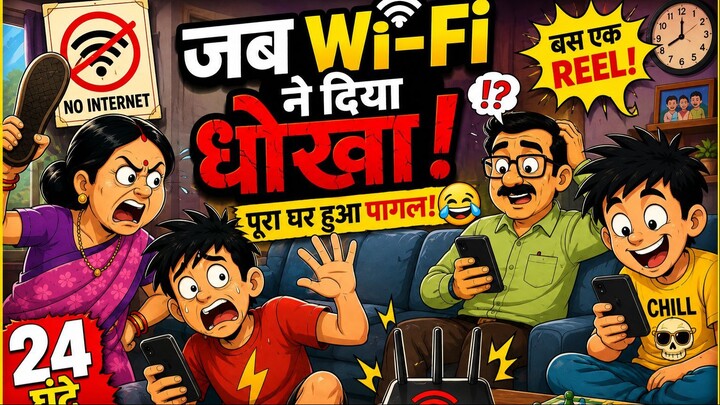 जब Wi-Fi ने दिया धोखा! 😂 | Internet बंद होते ही घर में मचा बवाल | Hindi Cartoon Comedy