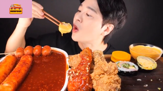 Mukbang đùi gà chiên, xúc xích #anngon