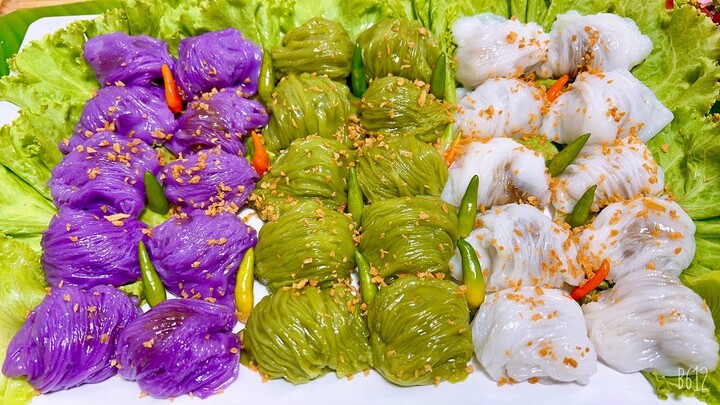 ข้าวเกรียบปากหม้อ แป้งเหนียวนุ่มข้ามวัน สูตรไส้อร่อยมาก วิธีม้วนแป้งให้เป็นริ้วสวย