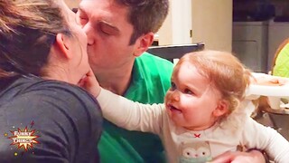Funny Moments: Babies Get Jealous When Mom Kisses Dad | Funny Things
