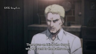 Attack on Titan Season 4 Episode 2 - Reiner talks about Sasha, Connie, Jean, Eren, and others