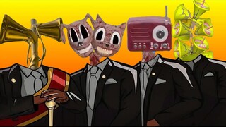 Cartoon Cat And Cartoon Dog & Golden Siren Head & Radio Head - Coffin Dance Meme ( Cover )