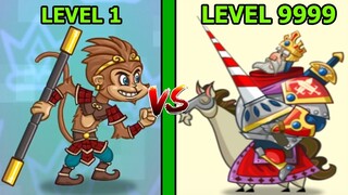 TIẾN HÓA TỀ THIÊN ĐẠI THÁNH WUKONG ĐEO VÒNG KIM CÔ - Tower Conquest - TOP GAME ANDROID IOS THÀNH EJ