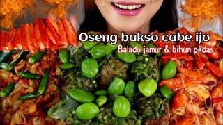 ASMR OSENG BAKSO CABE IJO PETE, BALADO JAMUR TIRAM,  BIHUN PEDAS | ASMR MUKBANG INDONESIA