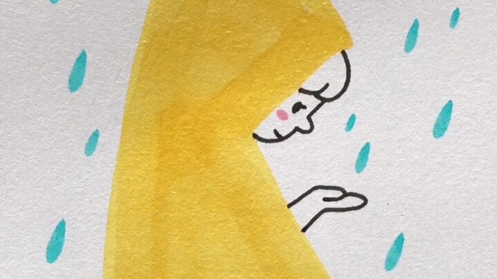 The letter K is a picture of a child in a raincoat. Do you think of him when it rains?