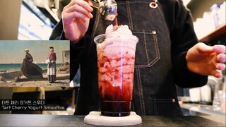 Cafe Vlog| Tart Cherry Yogurt Smoothie #cafevlog #chill #life