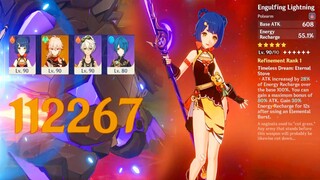 Xiangling & Engulfing Lightning Damage Showcase - Best Weapon for Xiangling?