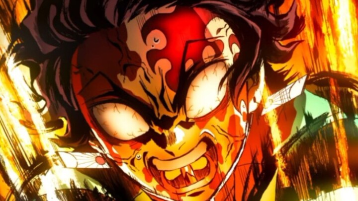[4K HDR] The Battle of the Gods! Yunyi appears, the suona sounds, Tanjiro's eyes turn red VS Upper M