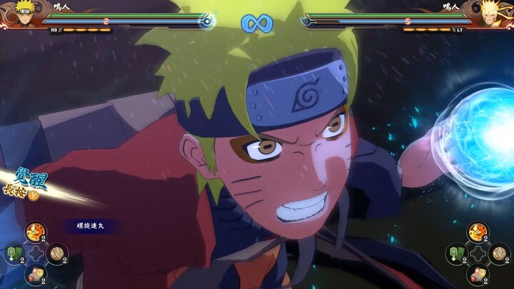 究极风暴四：仙人模式鸣人招式展示，觉醒后半尾兽化