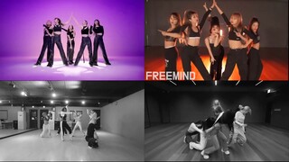 IVE IAM Fu version dance + three versions of Demo teacher practice room on the same screen