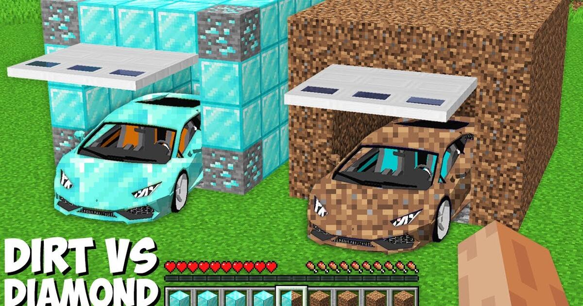 Which Car Is Better Diamond Vs Dirt In Minecraft ? Garage With Super Car !_Bstation