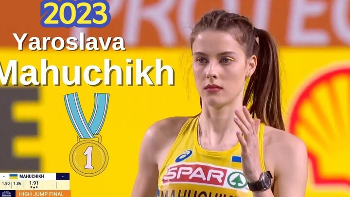 Atlet lompat tinggi berambut kuncir dua dengan tinggi 1,81 meter, Yaroslava Mahuchikh 【Final Lompat 