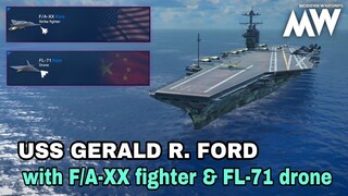 Modern Warships: USS GERALD R FORD equipped with F/A-XX Fighter and FL-71 Drone. online gameplay