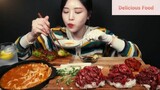 Món Hàn : Thưởng thức sushi bò sống, udon kim chi 2 #mukbang