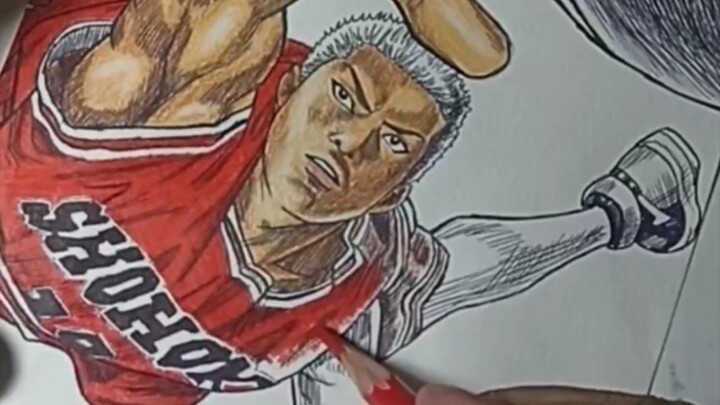menggambar Hanamichi Sakuragi dari anime Slamdunk