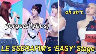 Yunjin forgets lyrics, Chaewon gets slapped in the face | LE SSERAFIM's funny 'EASY' stage moments