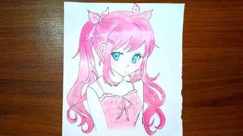 Drawing of a anime girl with pink hair - Bilibili Drawing of a anime girl with pink hair - Bilibili