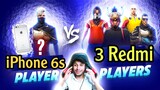 IPhone 6s VS 3 Redmi Players 🇧🇷 Free Fire 🥶🔥