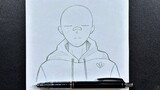 Easy to draw | how to draw a bald guy wearing a hoodie easy step-by-step