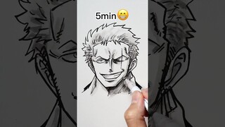 How to Draw ZORO in 30Sec,1,3,5,10Min,1Hr #onepiece