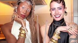 ร้านเครื่องดื่มเย็นสำหรับหนุ่มหล่อสุดเท่🧚‍♀️: ค็อกเทลผลไม้แตงโม ส้มเขียวหวาน และแตงกวา🍉🥒🍷