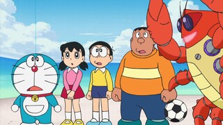 Doraemon: Teman-teman bertarung melawan robot raja kepiting, tetapi Nobita memenangkan permainan kar